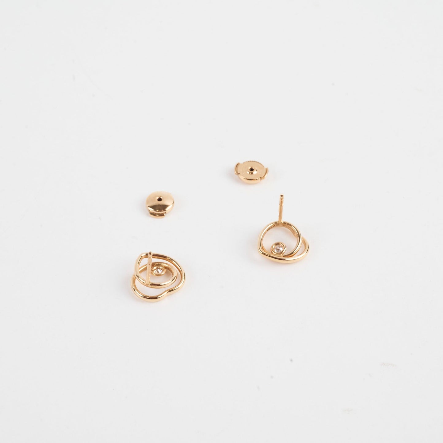 Hermes Boutons D'Oreilles Vertige Coeur TPM Pink Gold