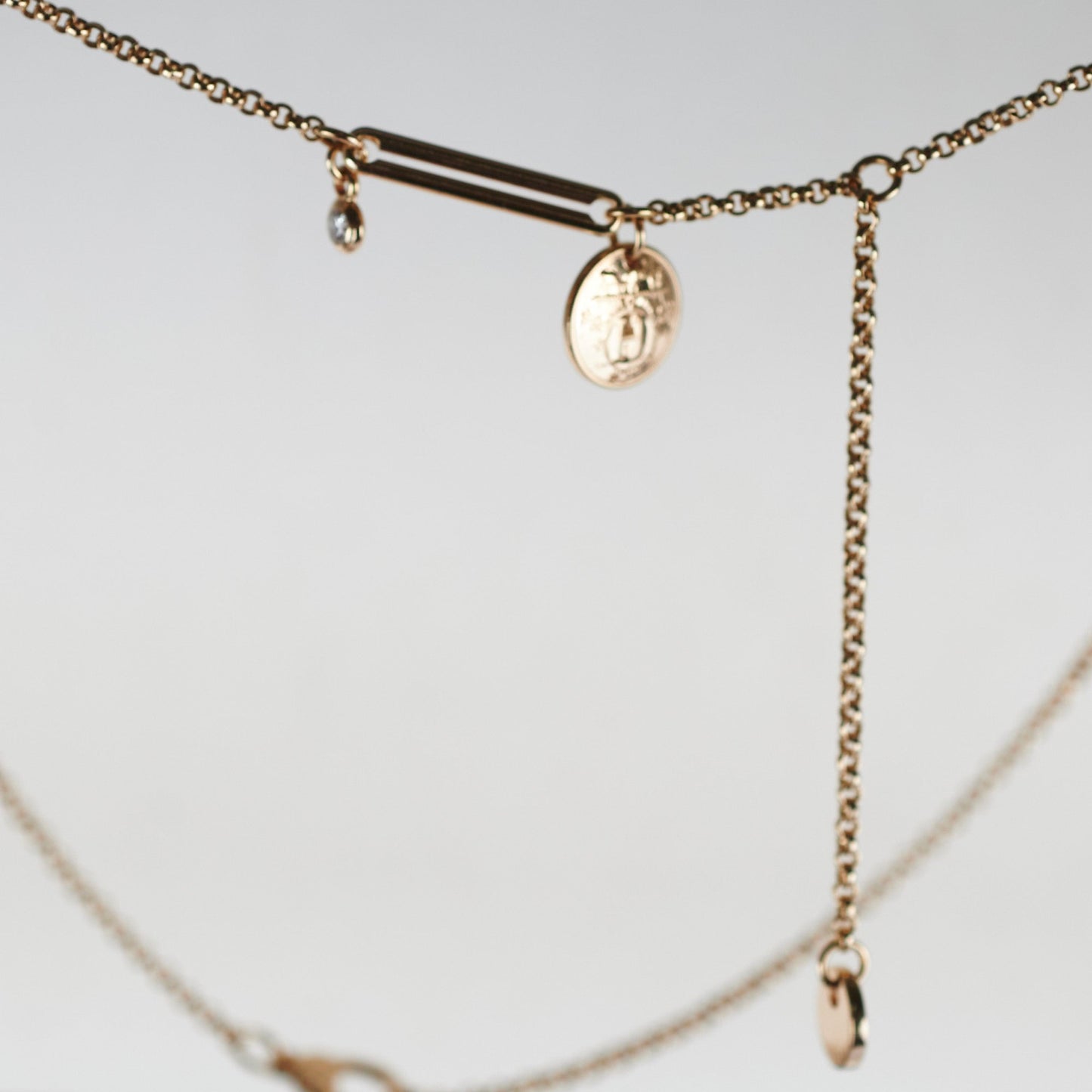 Hermes Ex- Libris Pendant Rose Gold One Diamond Necklace