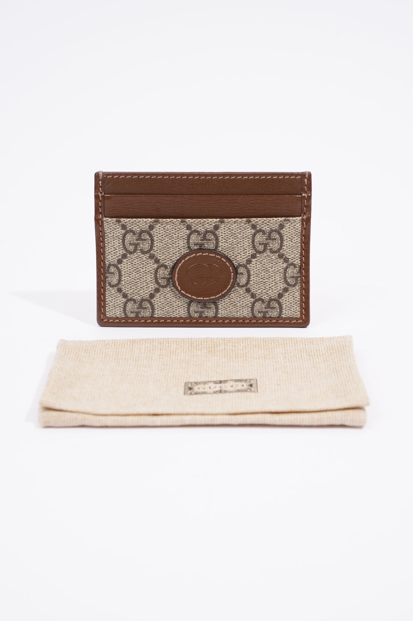 Gucci Card Case With Interlocking G GG Supreme Coated Canvas