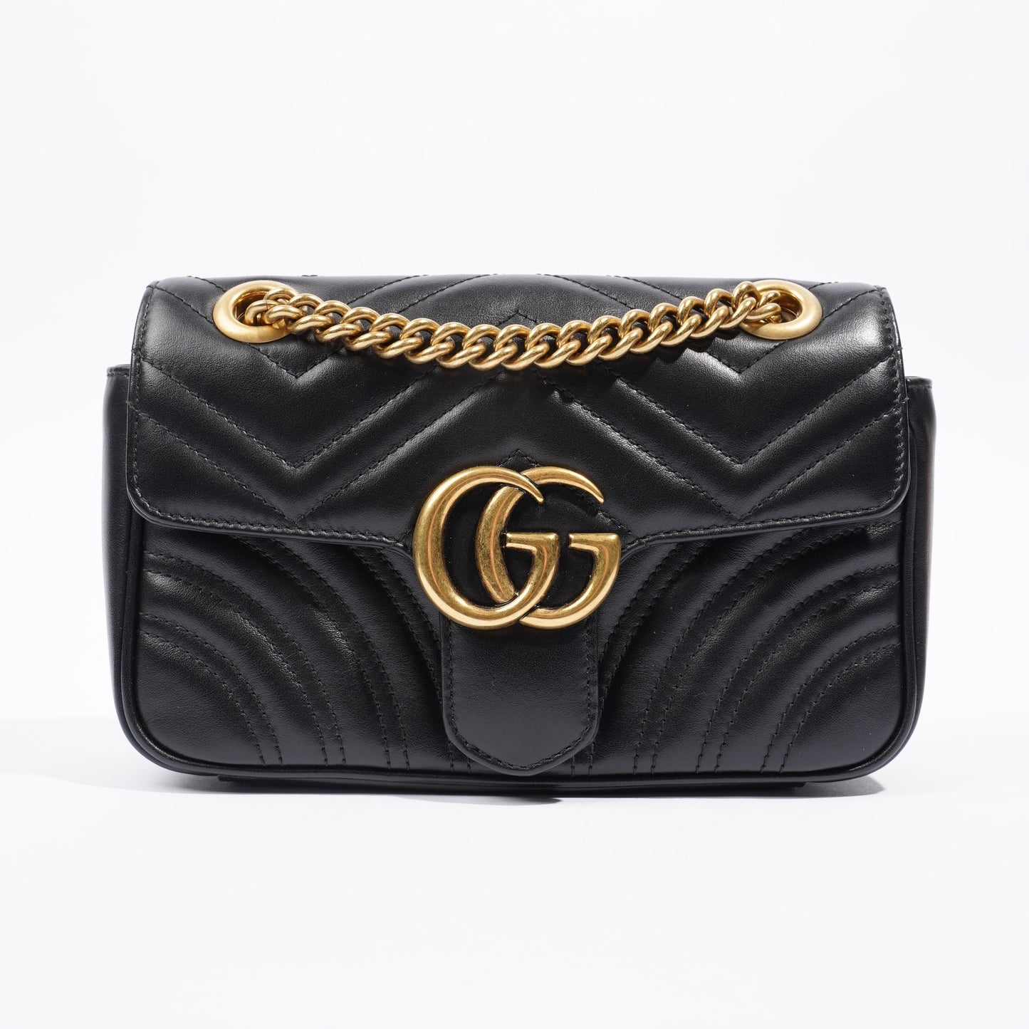 Gucci Marmont Flap Black Matelasse Leather Mini