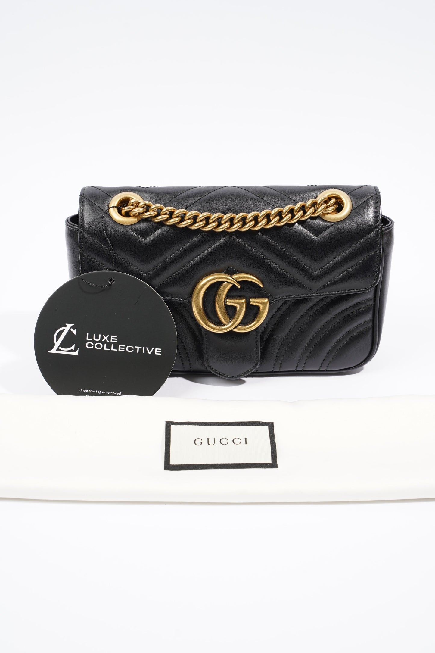 Gucci Marmont Flap Black Matelasse Leather Mini