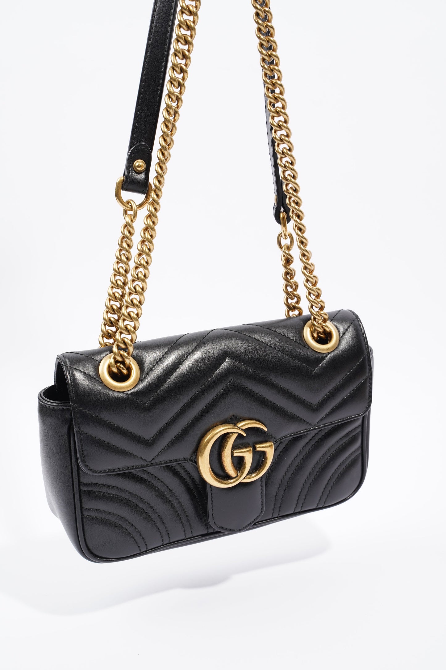 Gucci Marmont Flap Black Matelasse Leather Mini