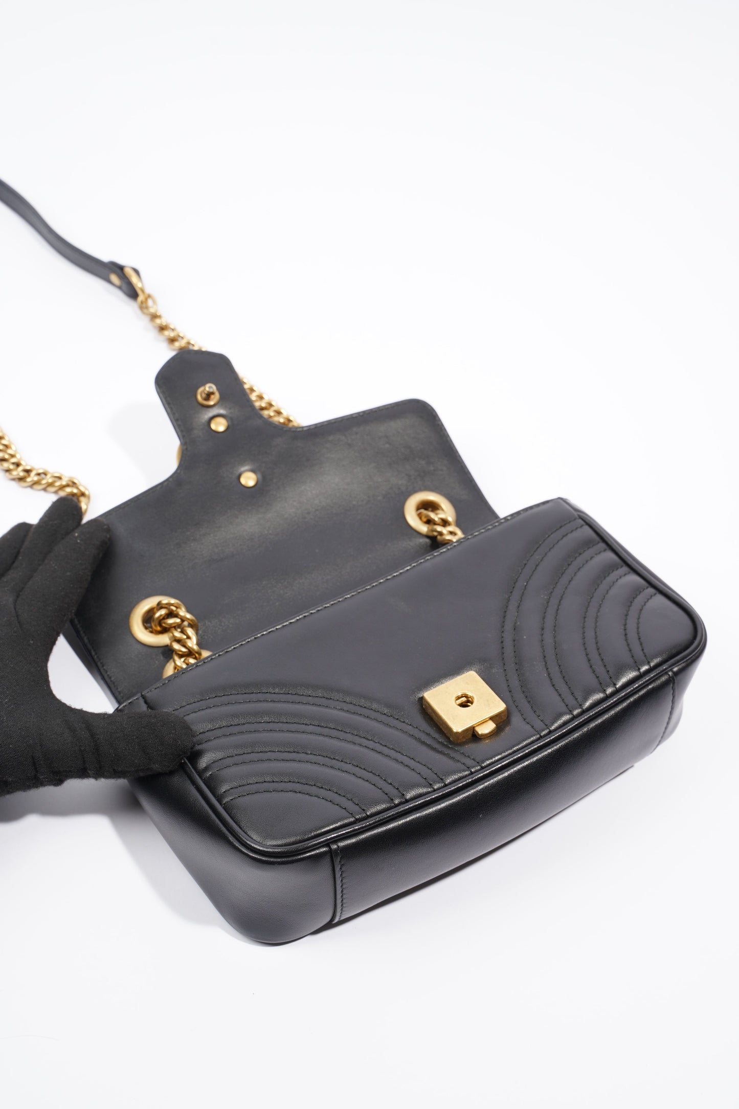 Gucci Marmont Flap Black Matelasse Leather Mini