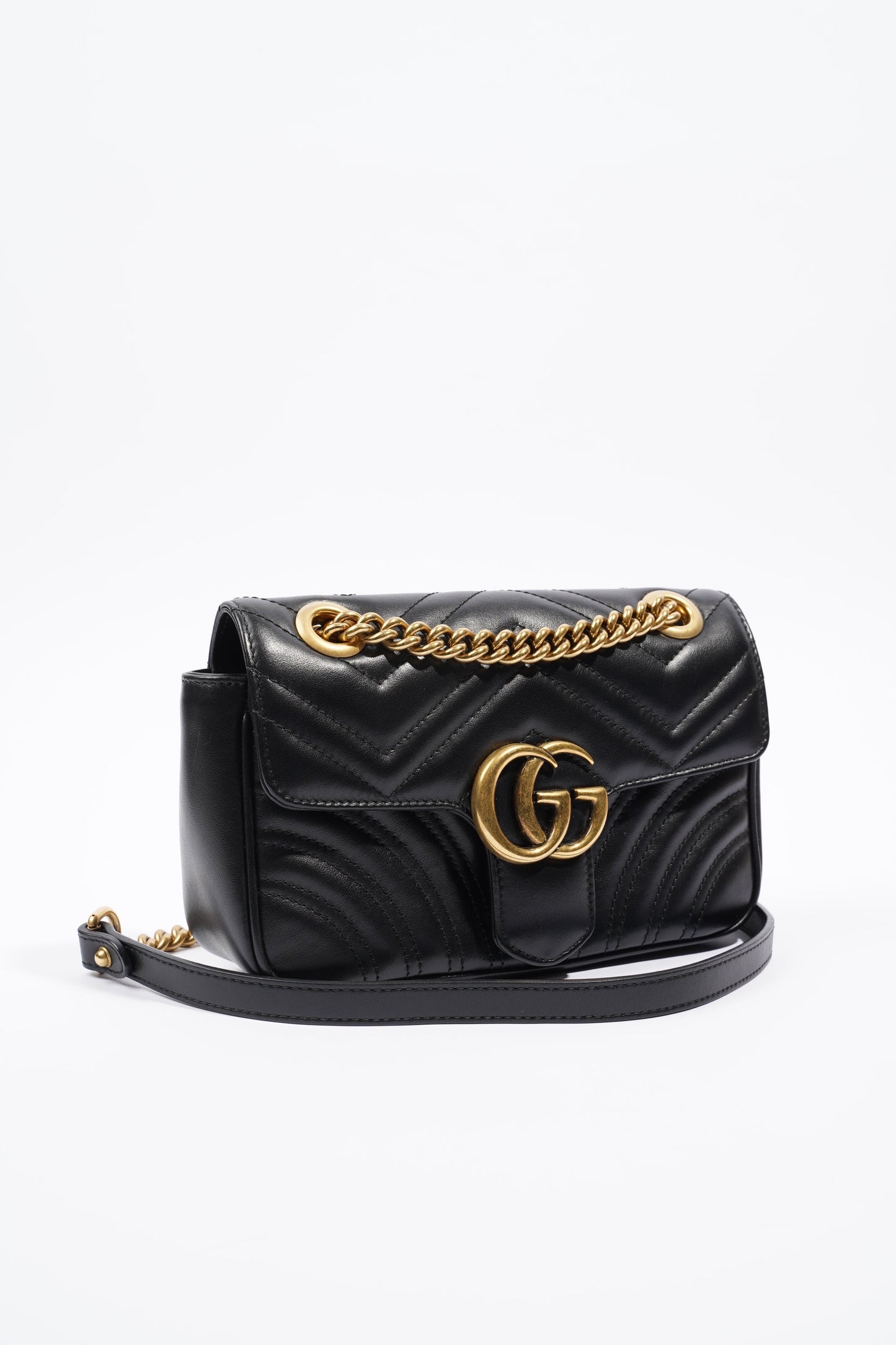 Gucci Marmont Flap Black Matelasse Leather Mini