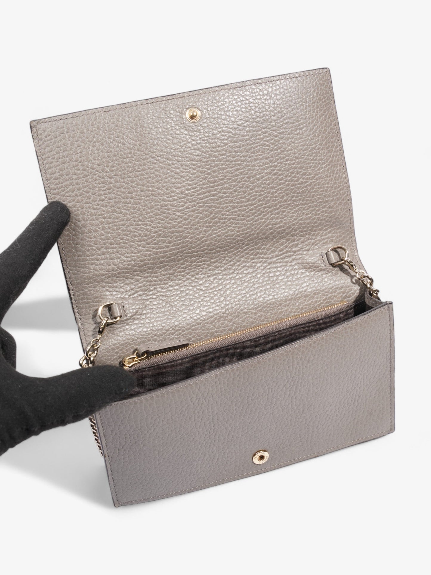 Gucci Betty Chain Wallet Grey Leather