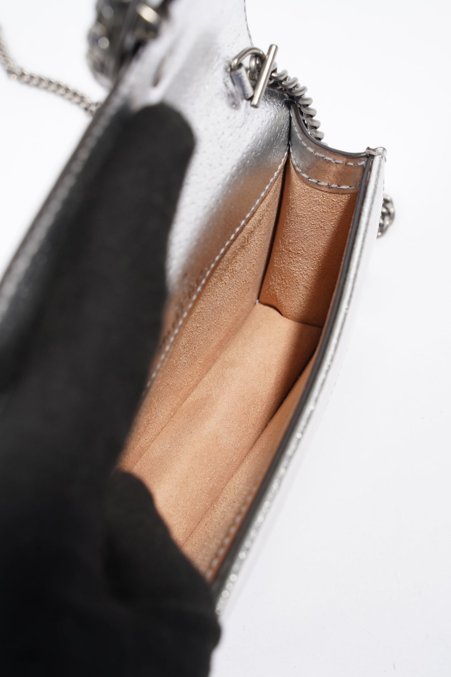 Gucci Dionysus Silver Leather Super Mini