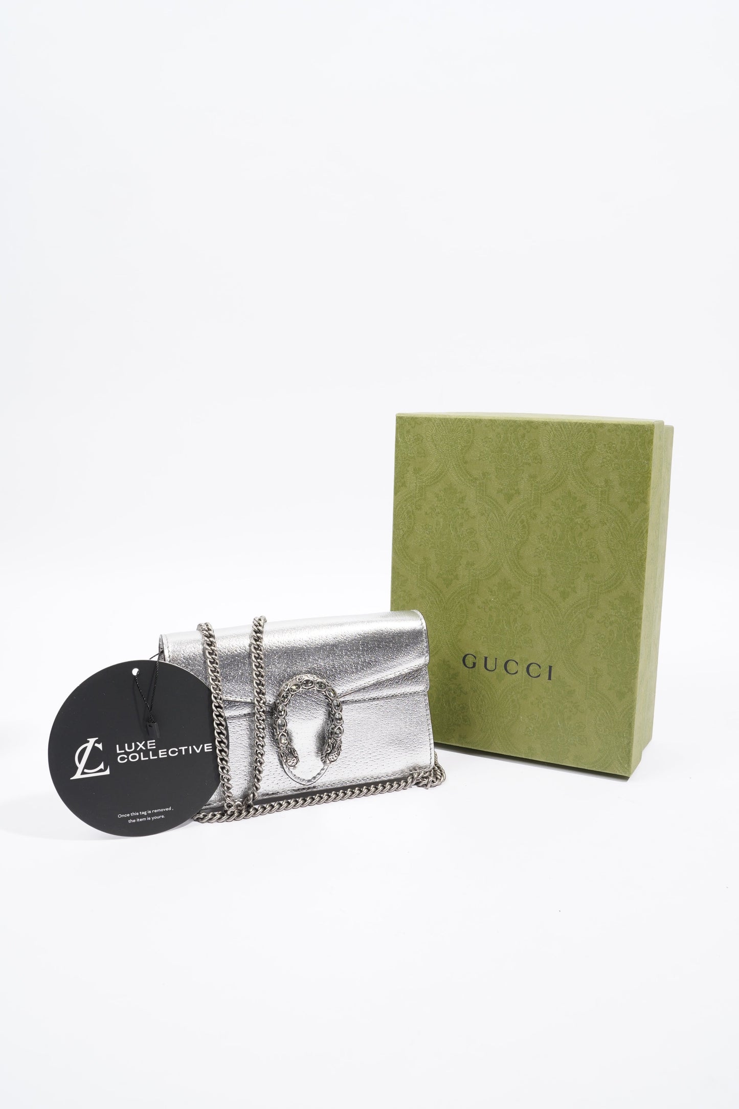 Gucci Dionysus Silver Leather Super Mini
