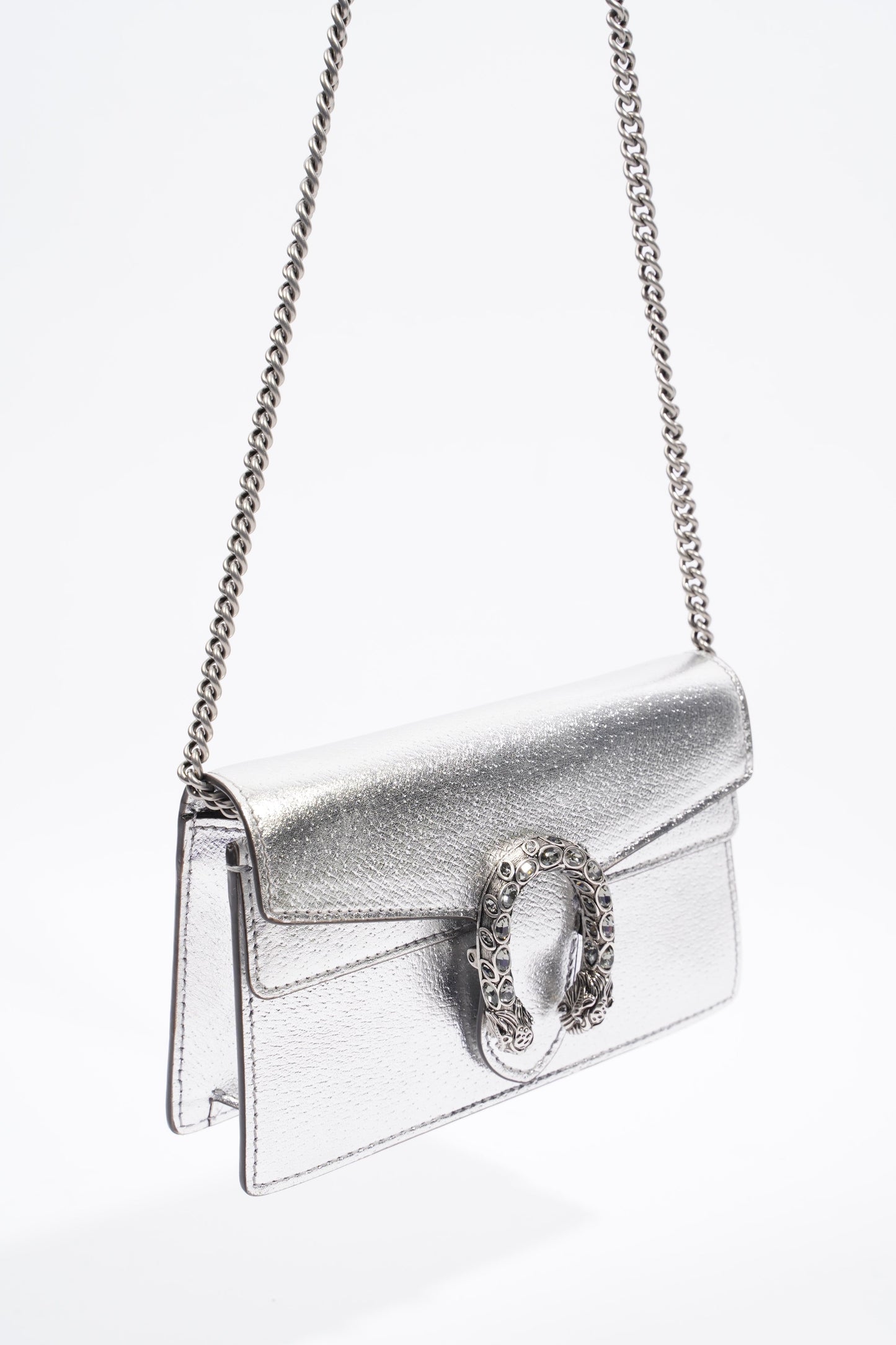 Gucci Dionysus Silver Leather Super Mini