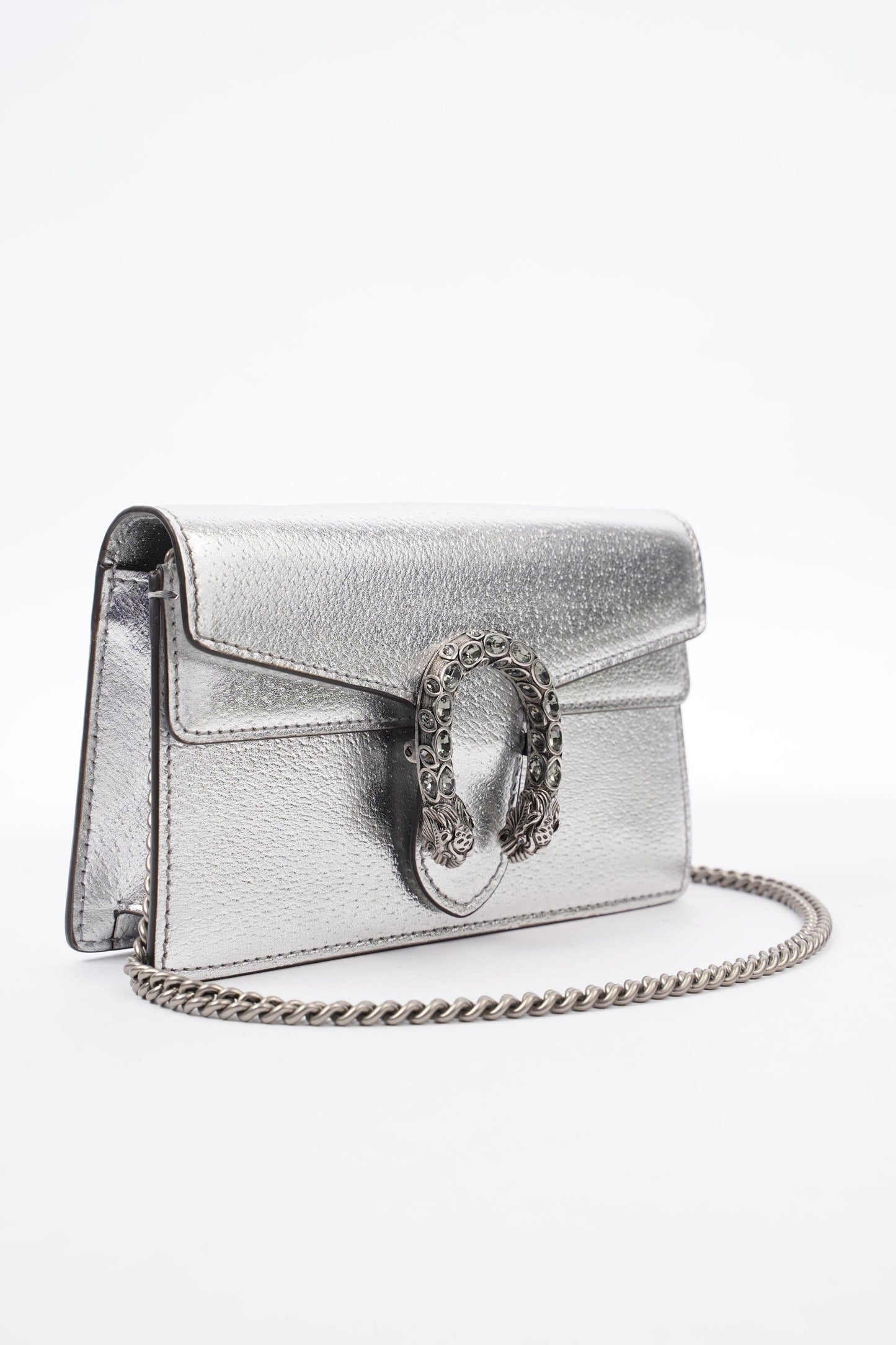 Gucci Dionysus Silver Leather Super Mini