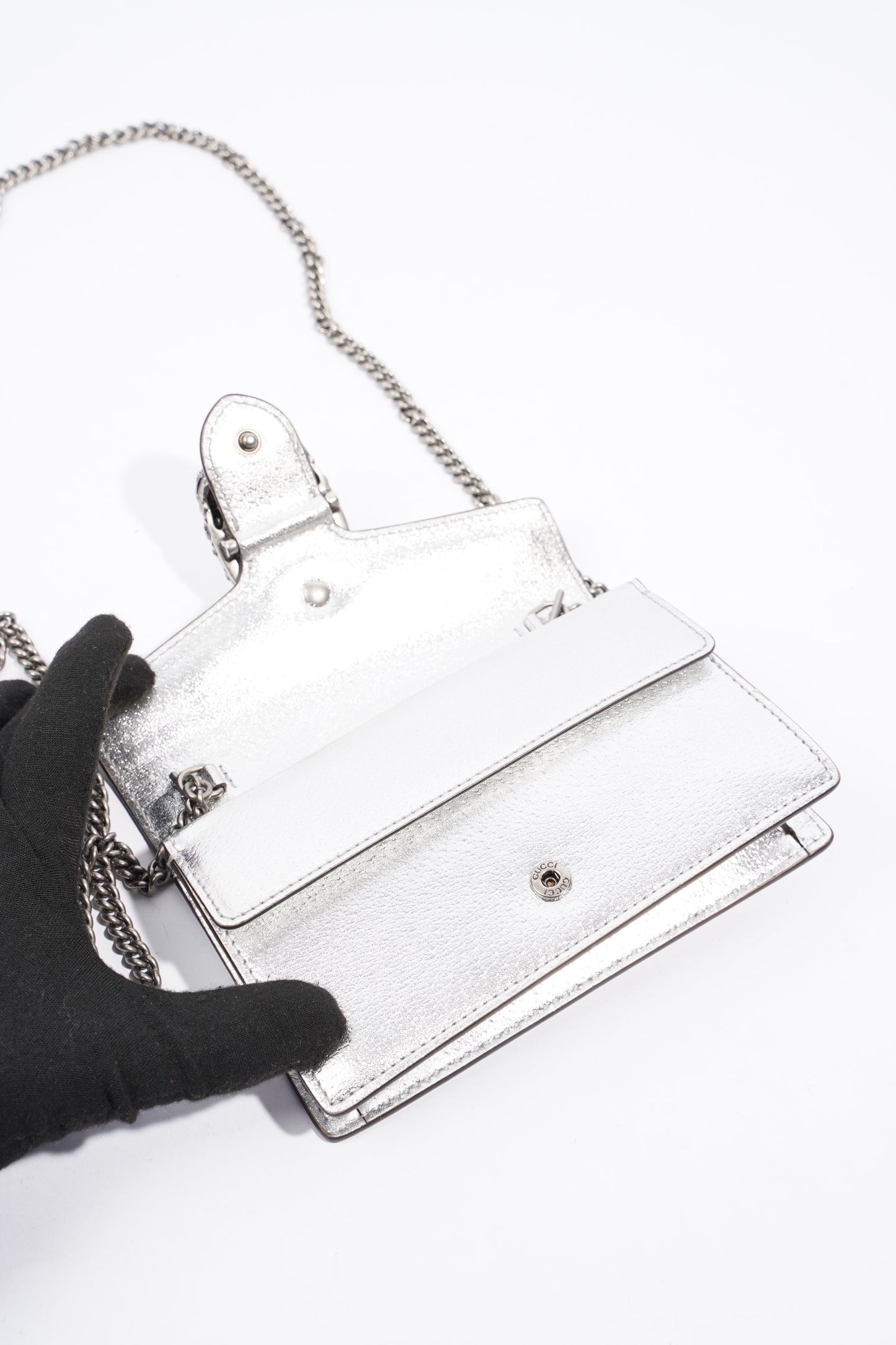 Gucci Dionysus Silver Leather Super Mini
