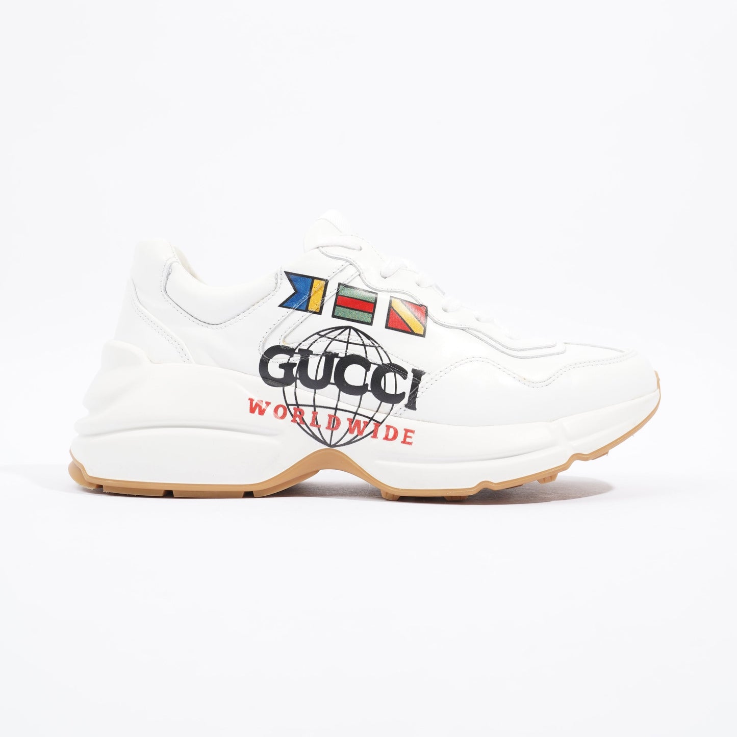 Gucci Rhyton 'Worldwide' Logo White Leather EU 37.5 UK 4.5