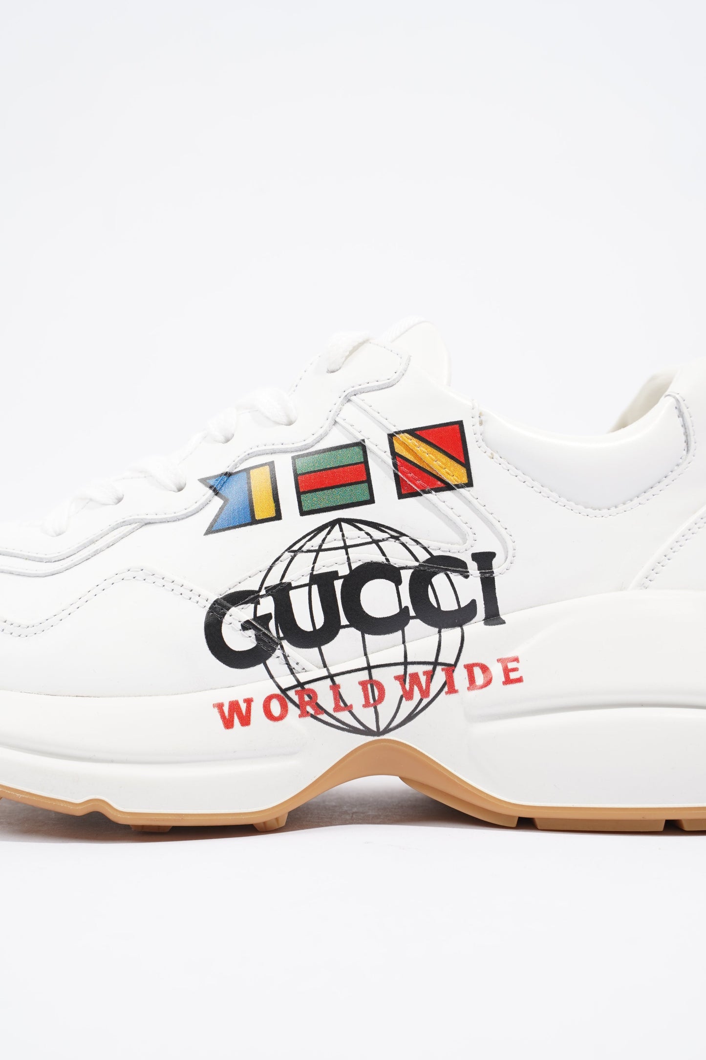 Gucci Rhyton 'Worldwide' Logo White Leather EU 37.5 UK 4.5