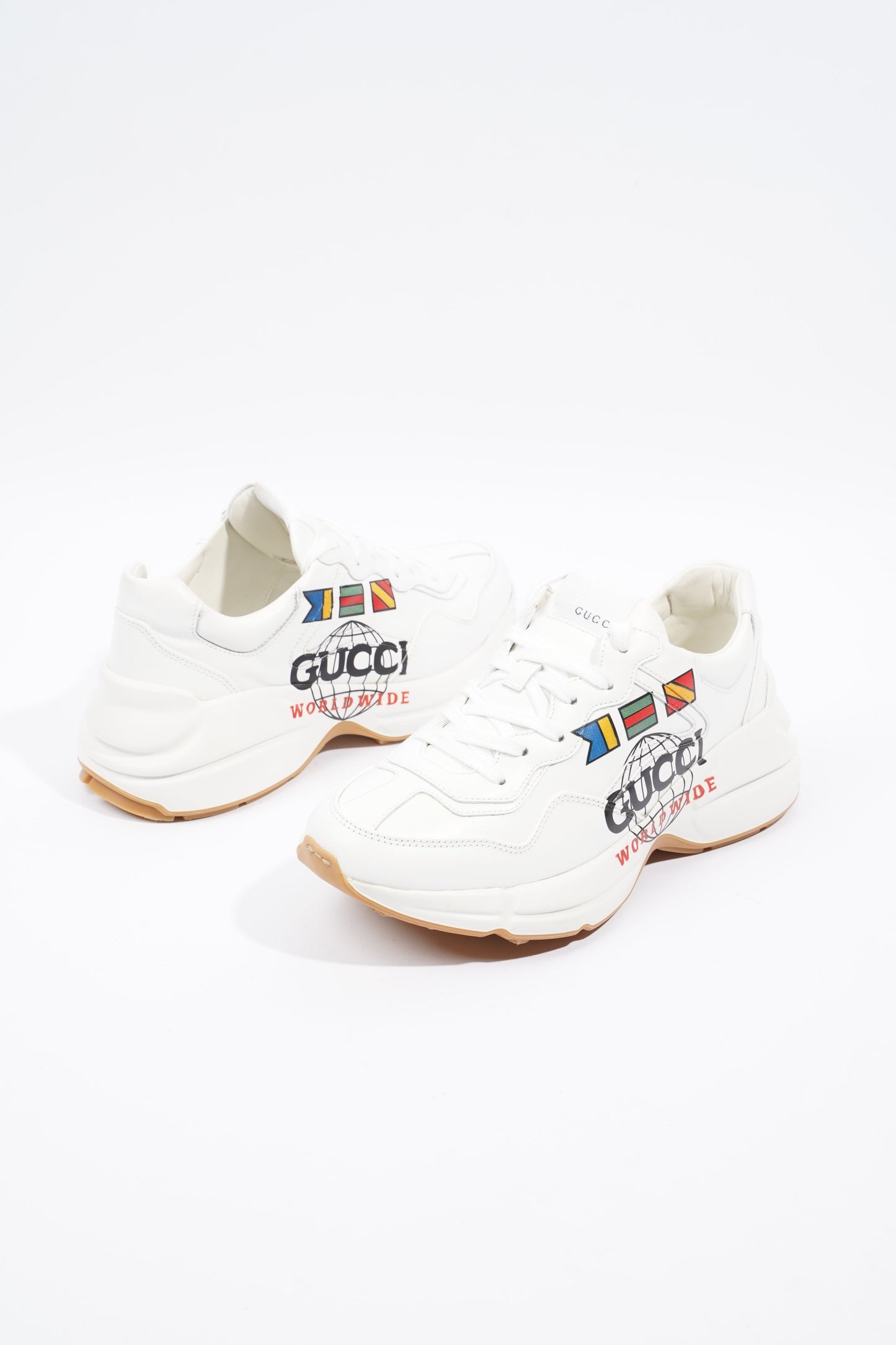 Gucci Rhyton 'Worldwide' Logo White Leather EU 37.5 UK 4.5