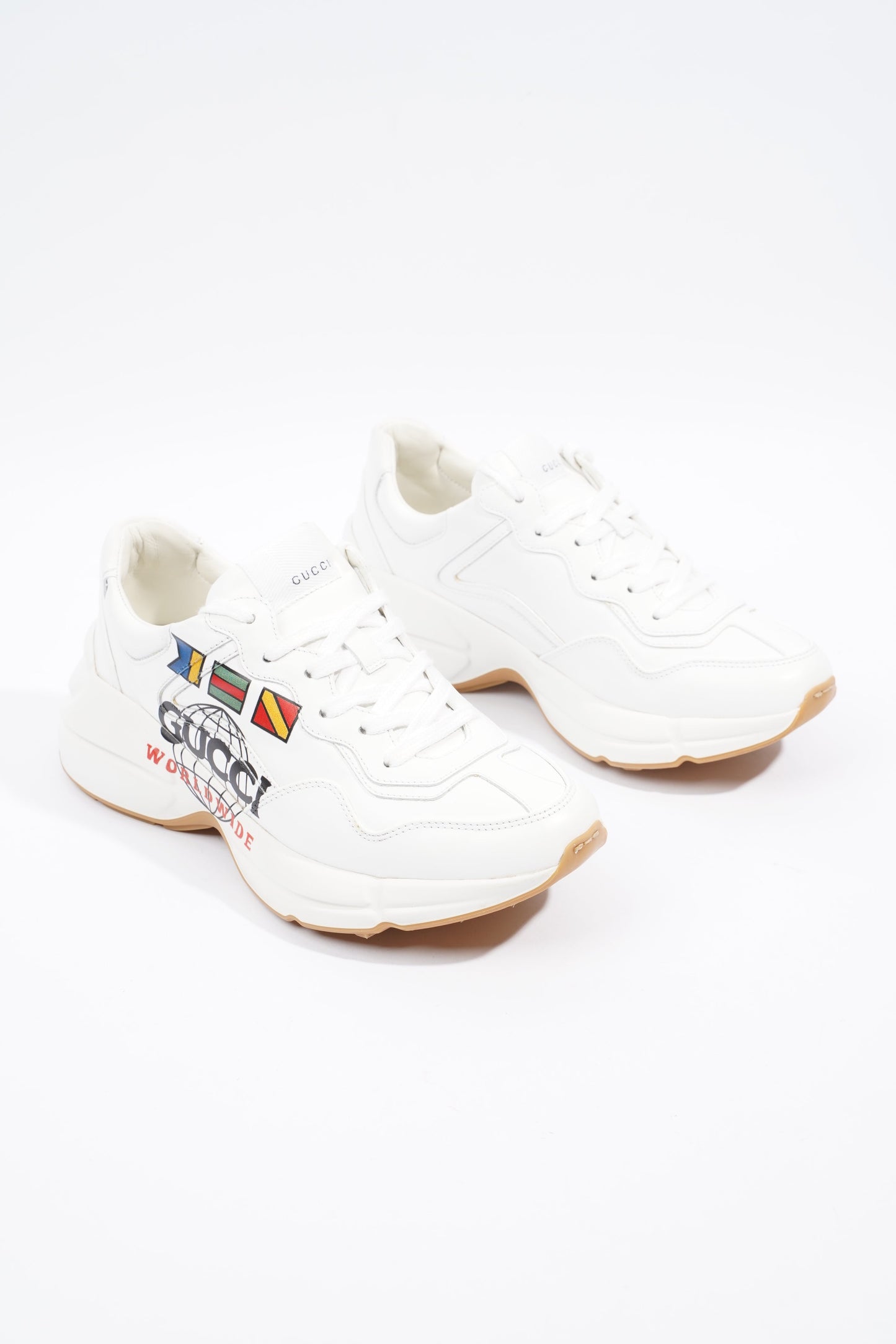 Gucci Rhyton 'Worldwide' Logo White Leather EU 37.5 UK 4.5