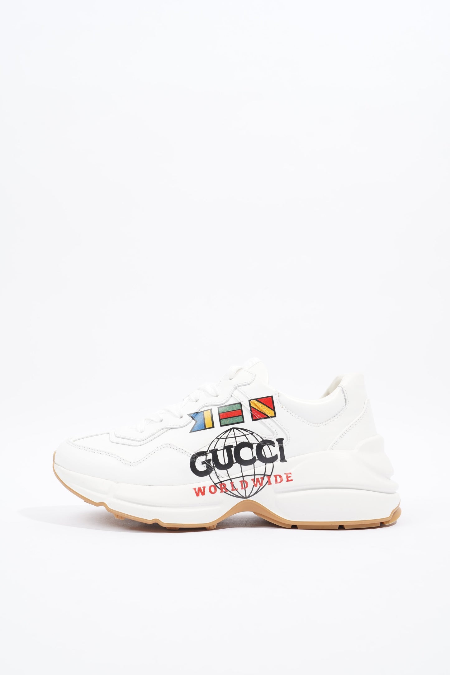 Gucci Rhyton 'Worldwide' Logo White Leather EU 37.5 UK 4.5