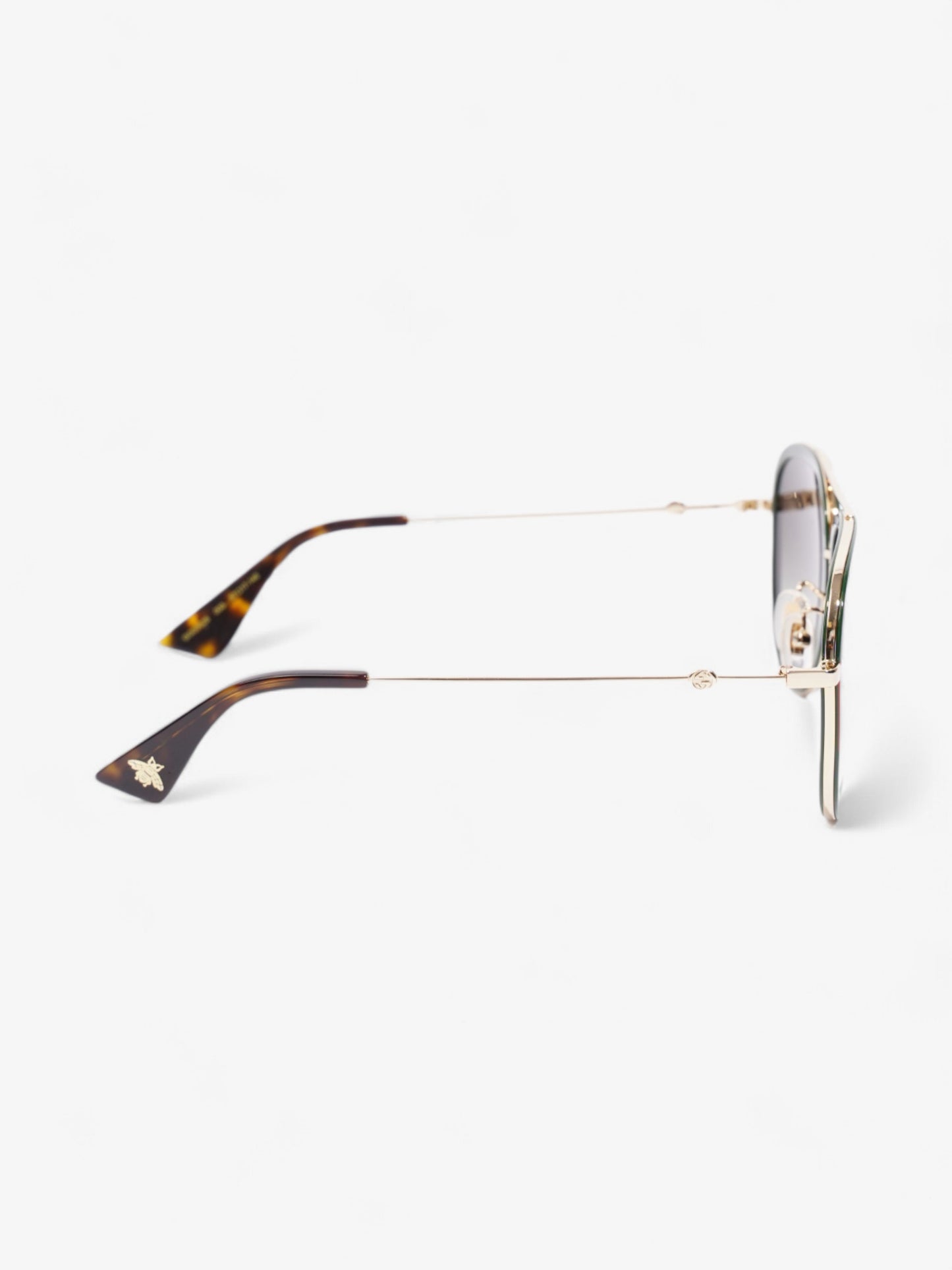 Gucci Web Aviator  Gold / Green / Red Acetate 140mm
