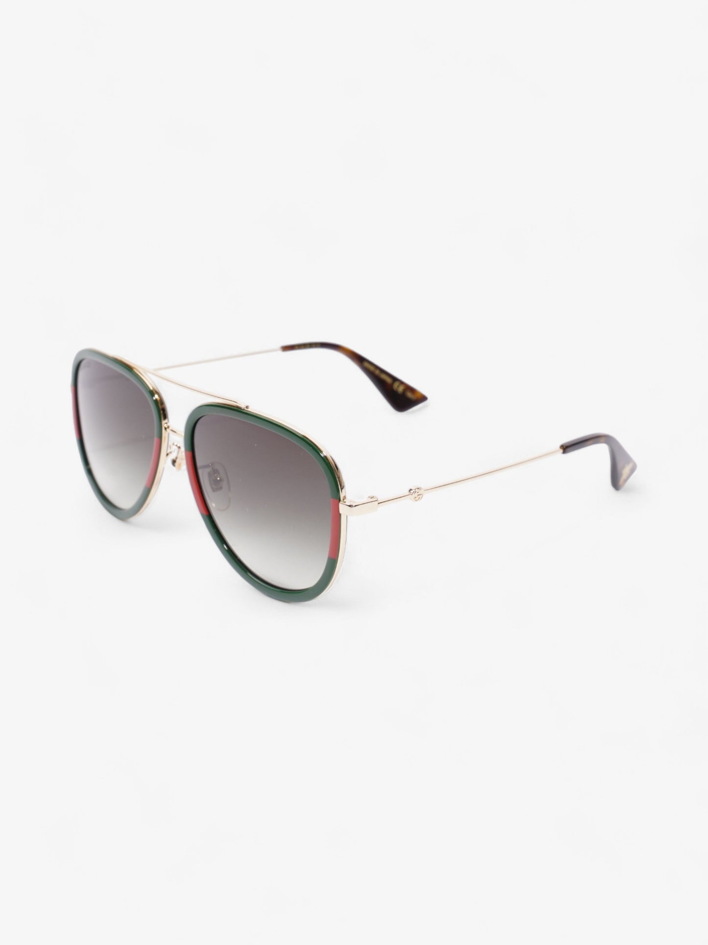 Gucci Web Aviator  Gold / Green / Red Acetate 140mm