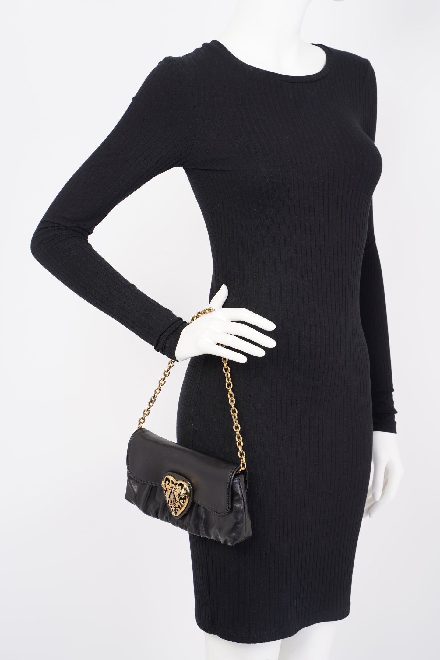 Gucci Babouska Heart Black Leather
