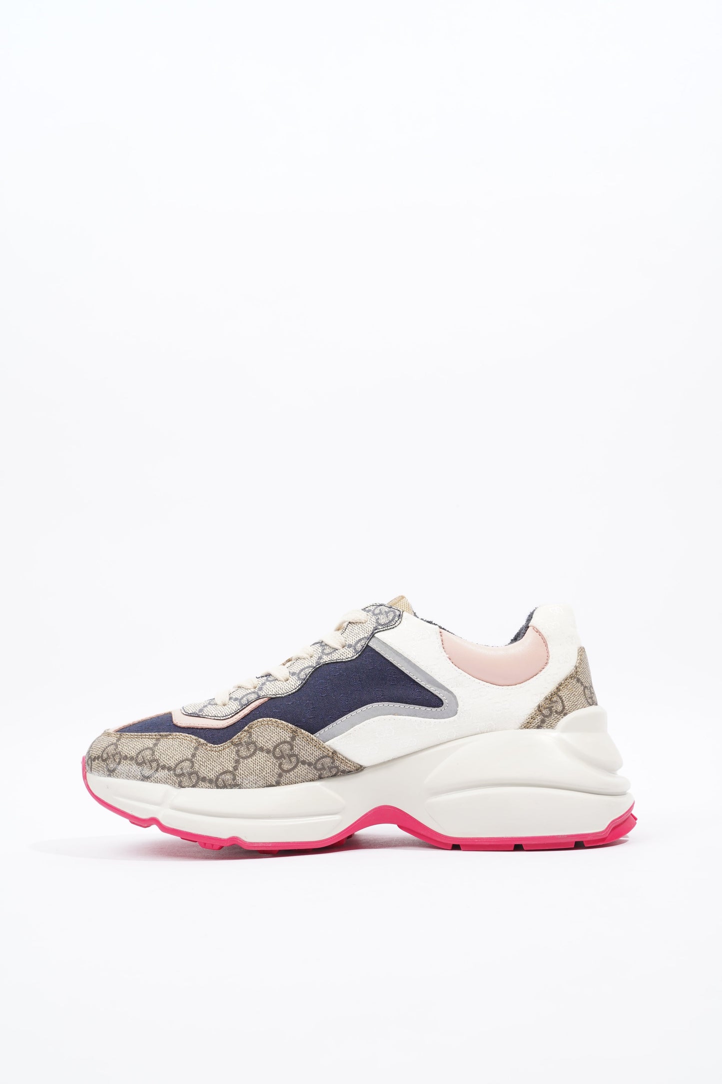 Gucci GG Rhyton Navy / Pink / Beige Logo Canvas EU 39.5 UK 6.5