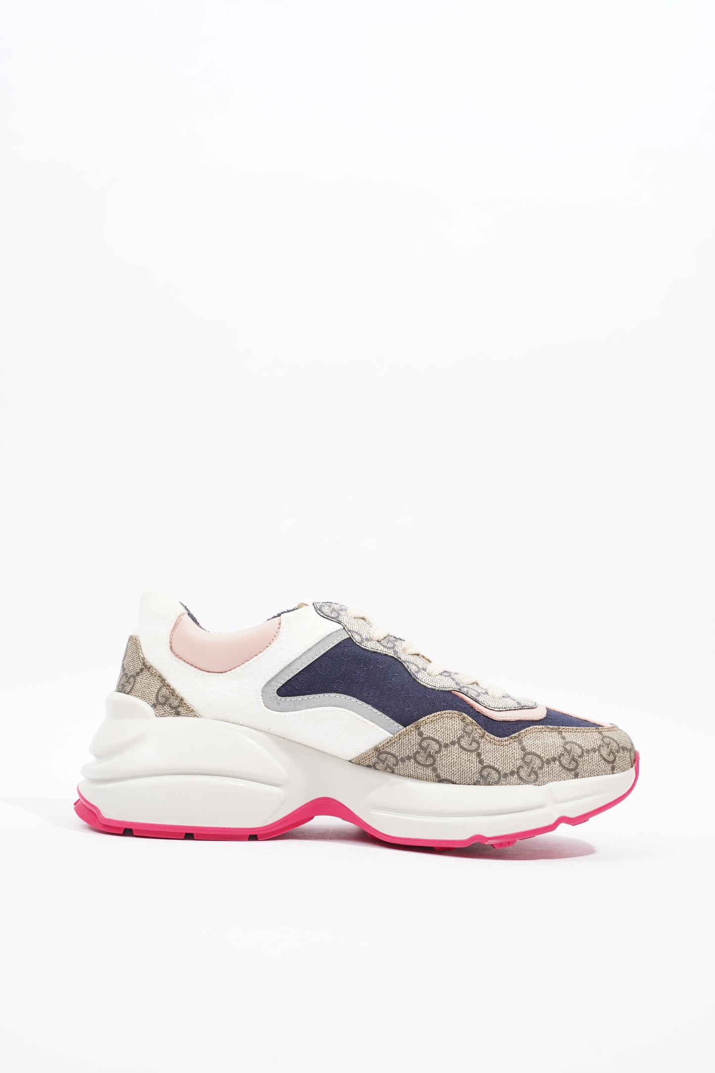 Gucci GG Rhyton Navy / Pink / Beige Logo Canvas EU 39.5 UK 6.5