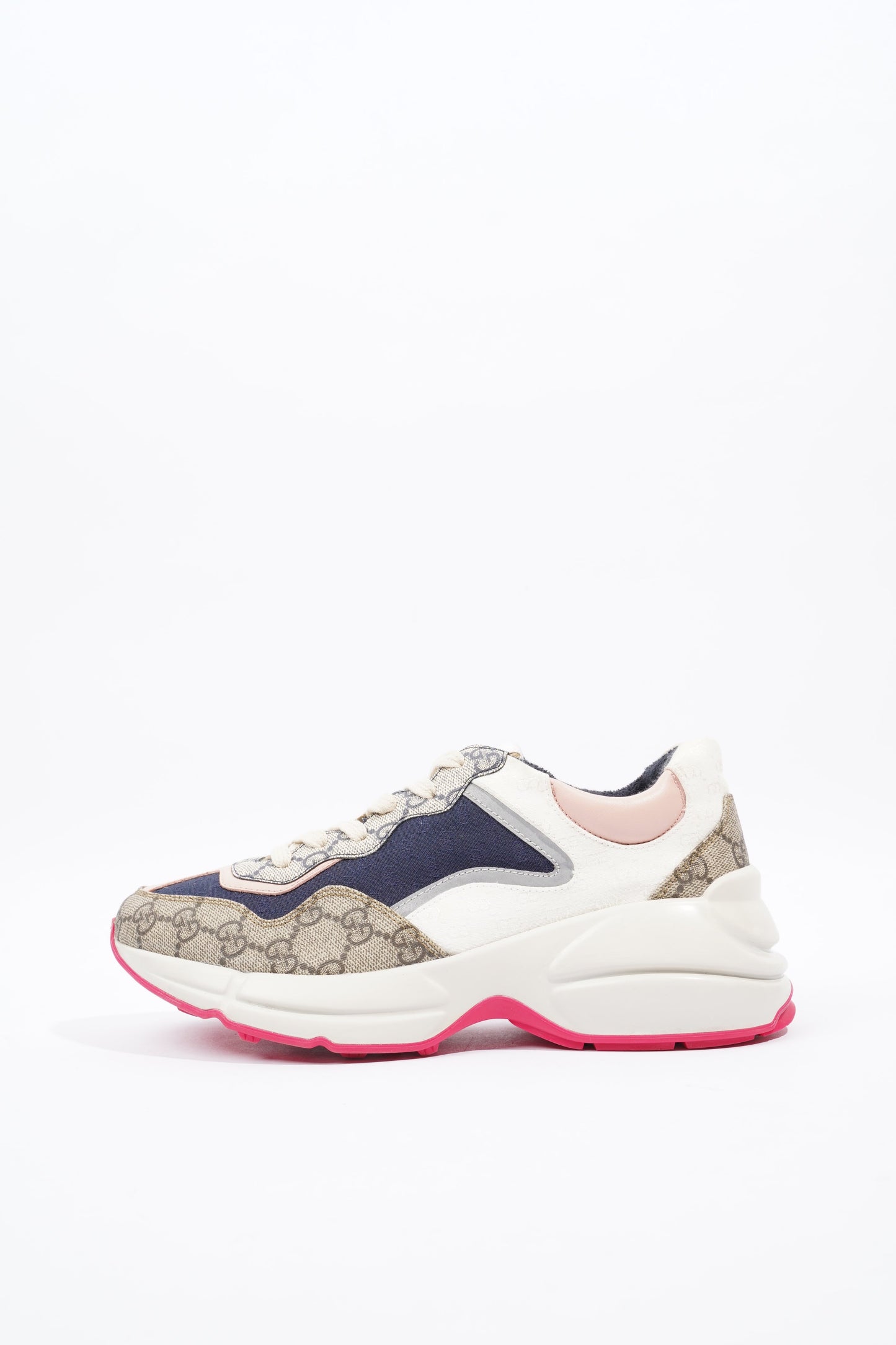 Gucci GG Rhyton Navy / Pink / Beige Logo Canvas EU 39.5 UK 6.5