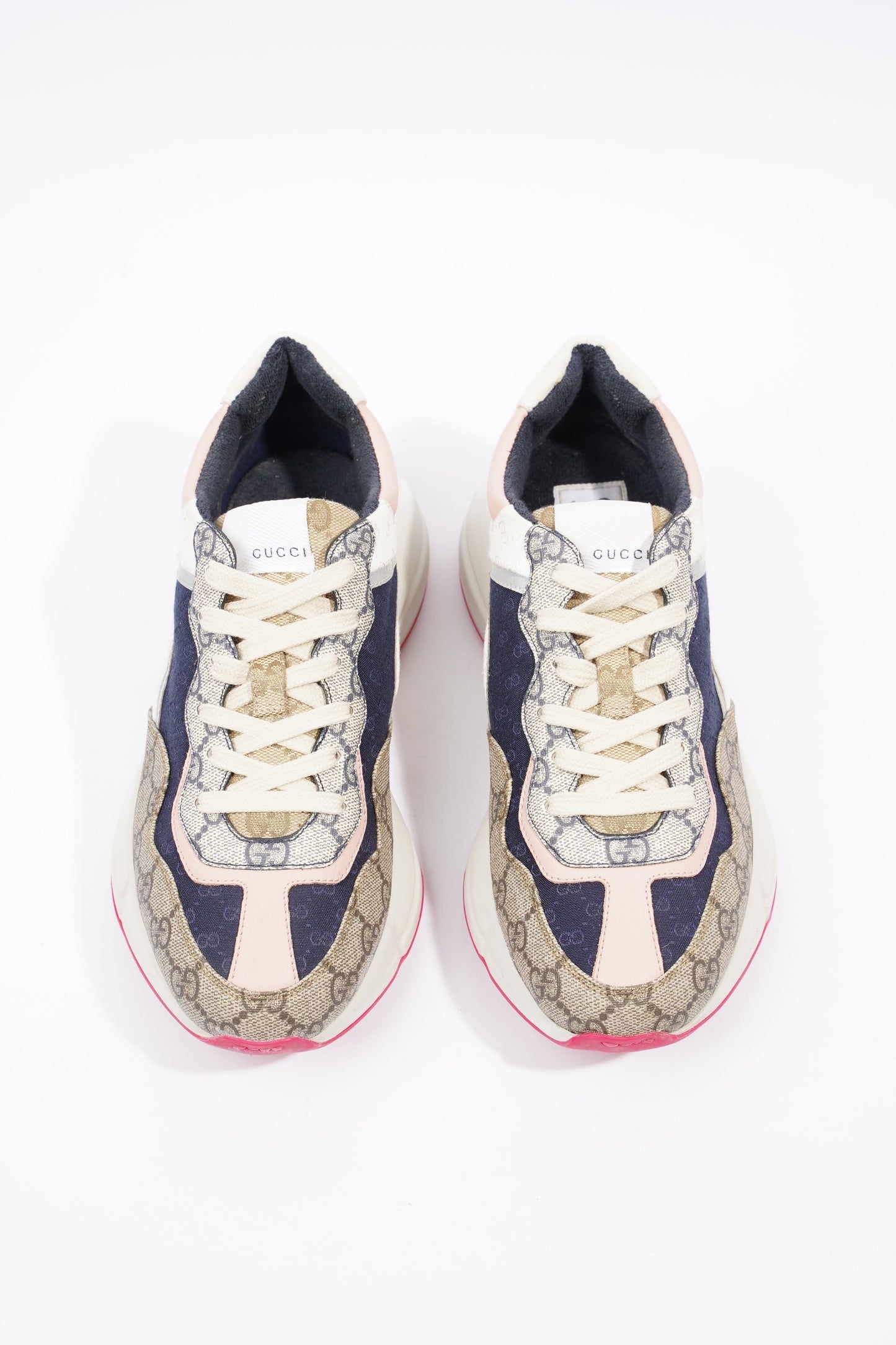 Gucci GG Rhyton Navy / Pink / Beige Logo Canvas EU 39.5 UK 6.5