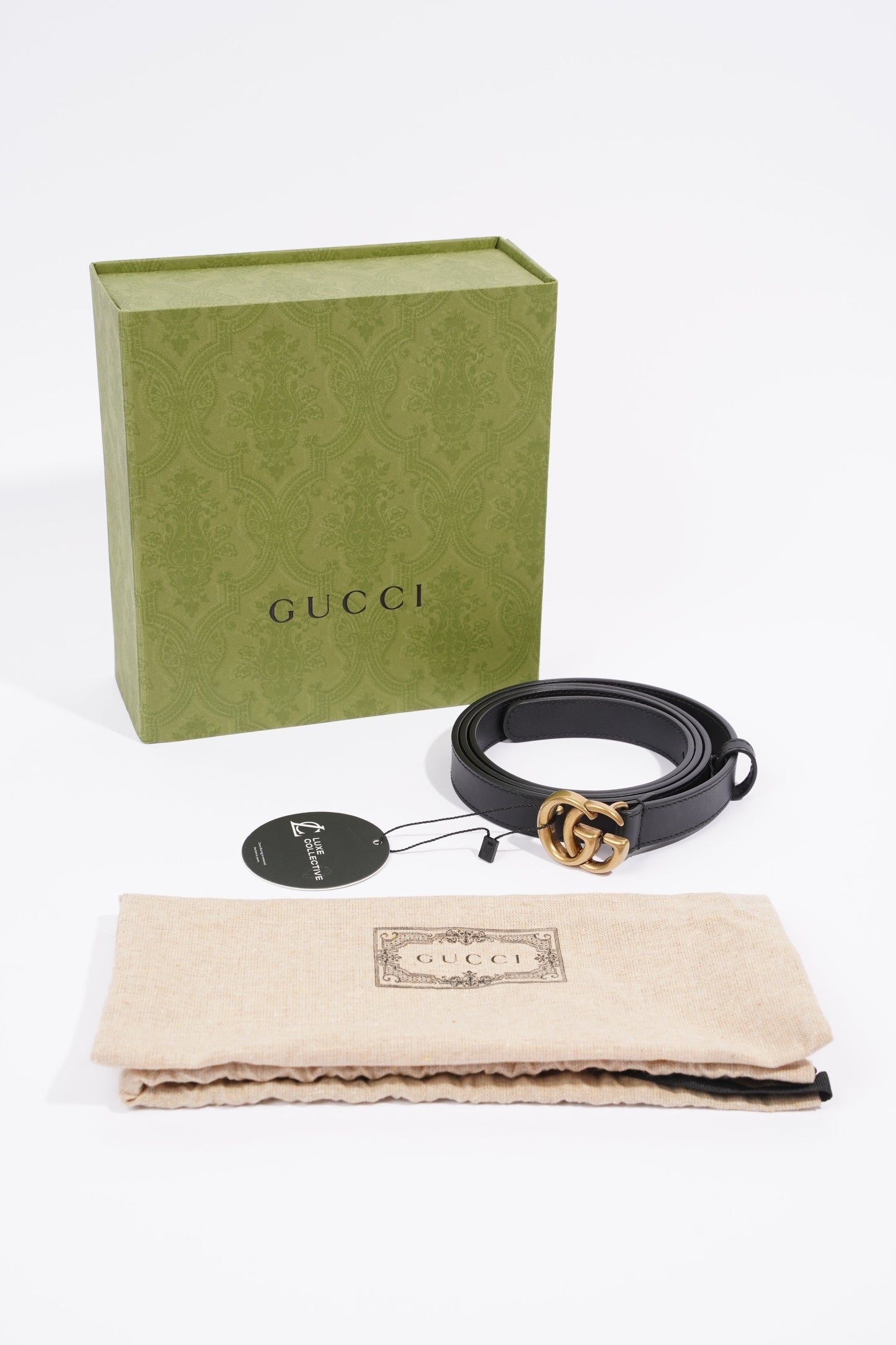 Gucci Marmont Belt Black / Gold Leather 105cm 42"