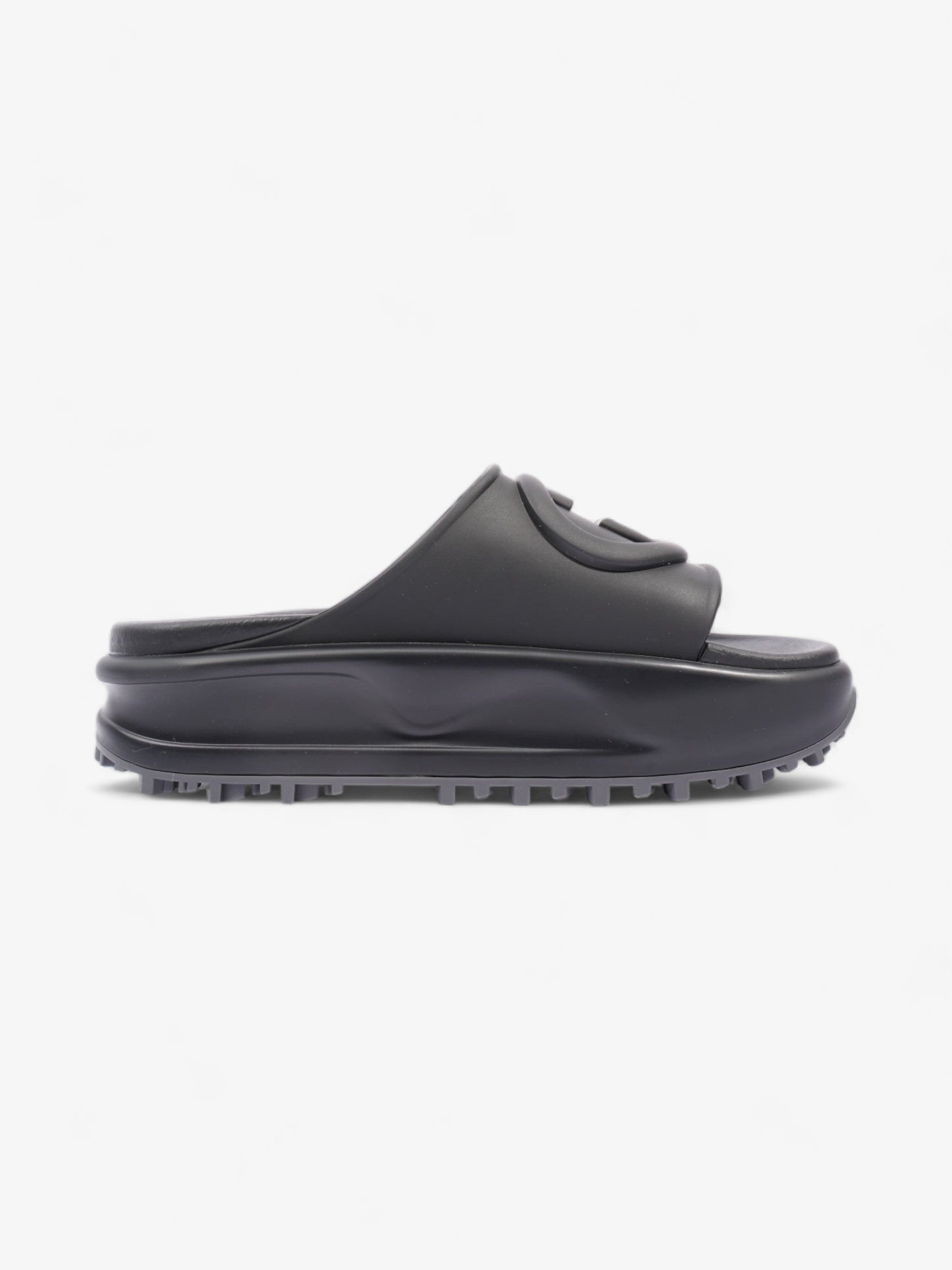 Gucci GG Platform Slides Black Rubber EU 35 UK 2