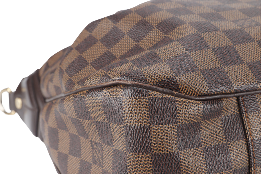LOUIS VUITTON EVORA DAMIER EBENE CANVAS GOLD HARDWARE WITH STRAPS AND DUST COVER