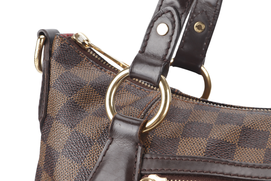 LOUIS VUITTON EVORA DAMIER EBENE CANVAS GOLD HARDWARE WITH STRAPS AND DUST COVER