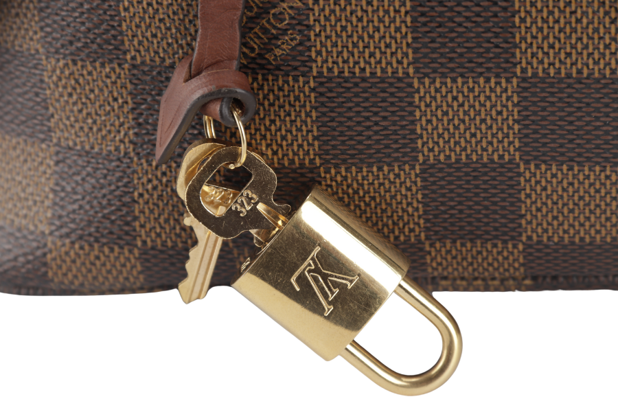 LOUIS VUITTON BELMONT TOTE BAG (N63169) DAMIER EBENE CANVAS WITH DUST COVER, LOCK & KEYS
