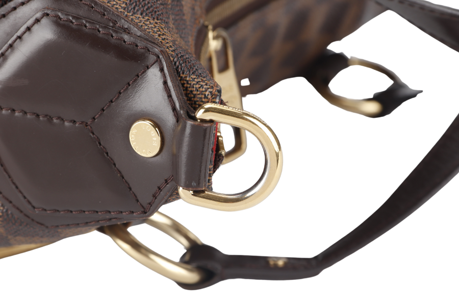 LOUIS VUITTON EVORA DAMIER EBENE CANVAS GOLD HARDWARE WITH STRAPS AND DUST COVER