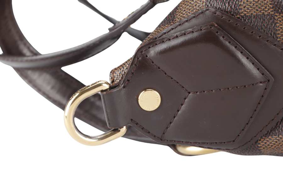 LOUIS VUITTON EVORA DAMIER EBENE CANVAS GOLD HARDWARE WITH STRAPS AND DUST COVER