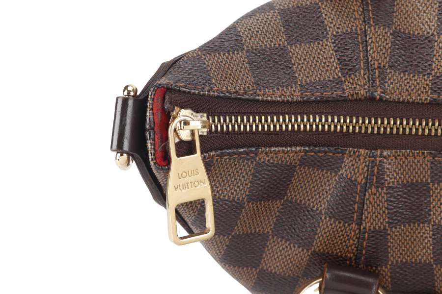 LOUIS VUITTON EVORA DAMIER EBENE CANVAS GOLD HARDWARE WITH STRAPS AND DUST COVER