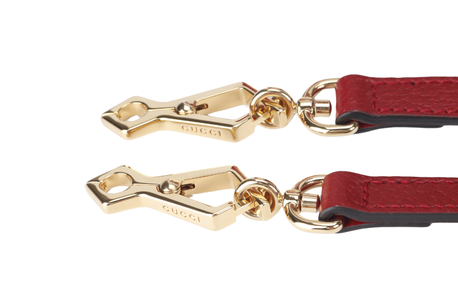 GUCCI GG FLORA WEB 2WAY BAG (547551 525040) SMALL RED LEATHER GOLD HARDWARE WITH STRAP AND DUST COVER