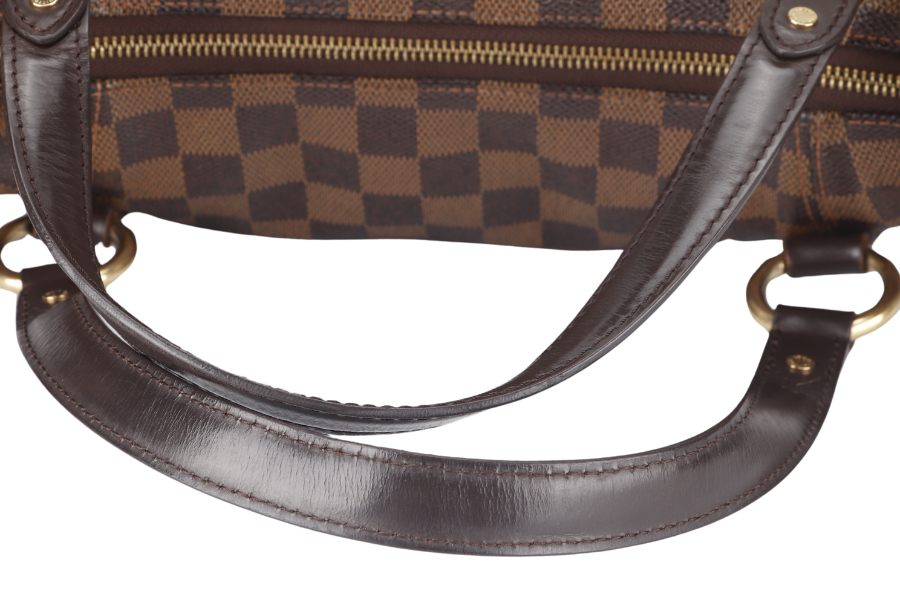 LOUIS VUITTON EVORA DAMIER EBENE CANVAS GOLD HARDWARE WITH STRAPS AND DUST COVER