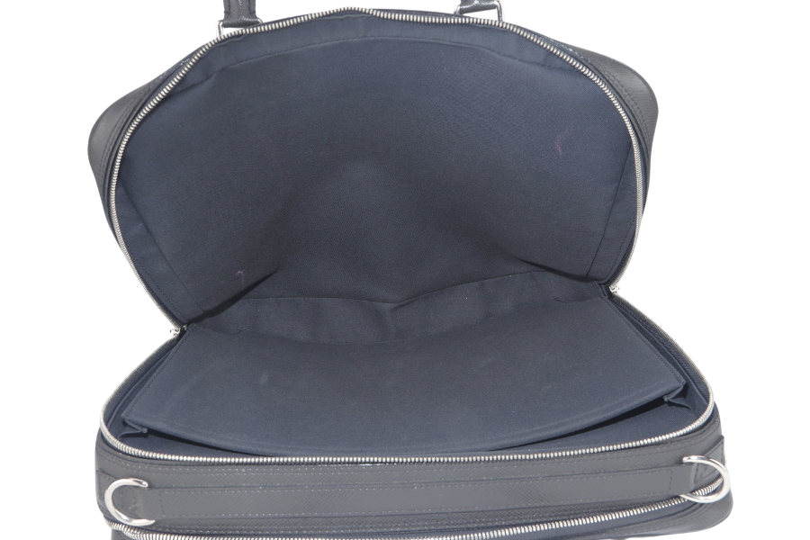 LOUIS VUITTON GREY TAIGA LEATHER DOCUMENT BAG WITH DUST COVER, LOCK&KEYS