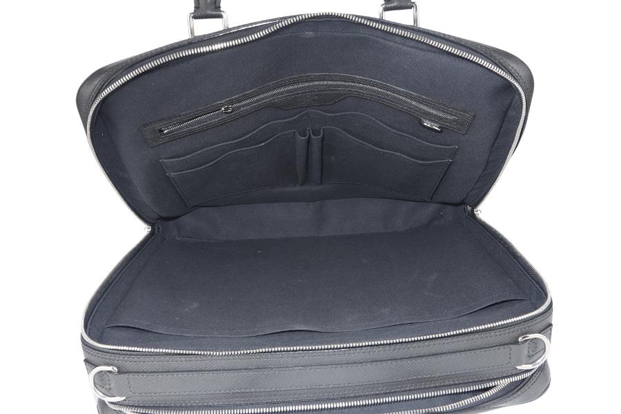 LOUIS VUITTON GREY TAIGA LEATHER DOCUMENT BAG WITH DUST COVER, LOCK&KEYS