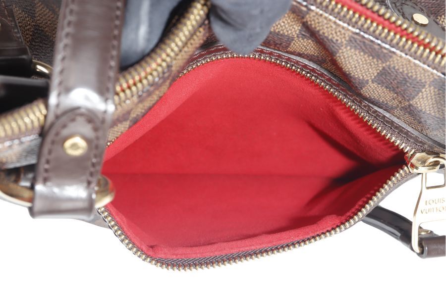 LOUIS VUITTON EVORA DAMIER EBENE CANVAS GOLD HARDWARE WITH STRAPS AND DUST COVER