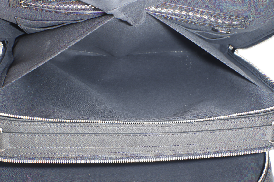 LOUIS VUITTON GREY TAIGA LEATHER DOCUMENT BAG WITH DUST COVER, LOCK&KEYS