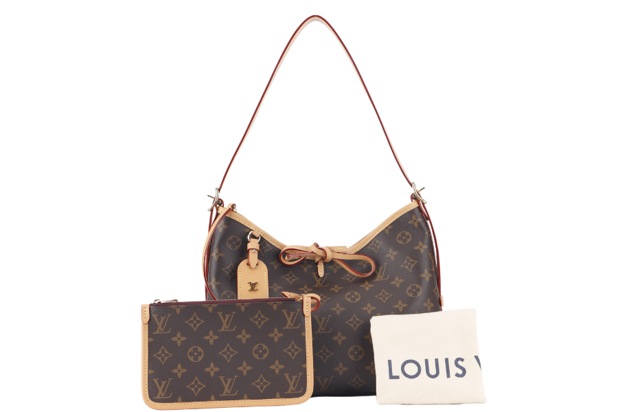 LOUIS VUITTON CARRYALL PM MONOGRAM CANVAS GOLD HARDWARE WITH DUST COVER AND BOX