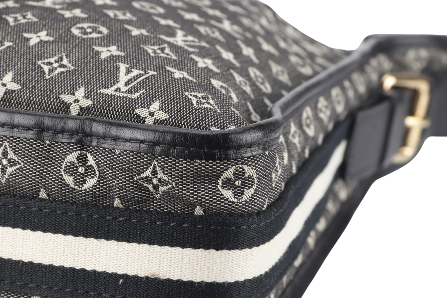 LOUIS VUITTON BLACK MONOGRAM MINI LIN CANVAS MARY KATE BAG GOLD HARDWARE NO DUST COVER