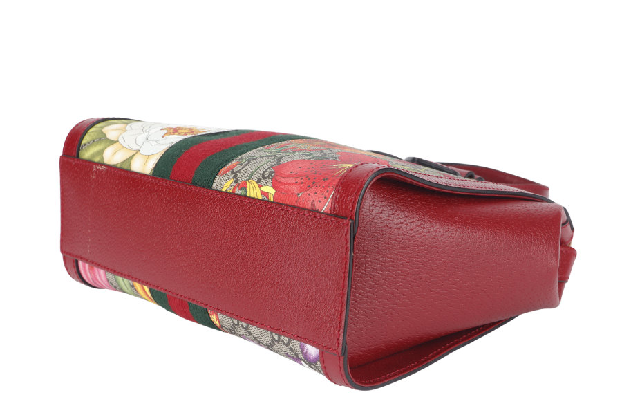 GUCCI GG FLORA WEB 2WAY BAG (547551 525040) SMALL RED LEATHER GOLD HARDWARE WITH STRAP AND DUST COVER
