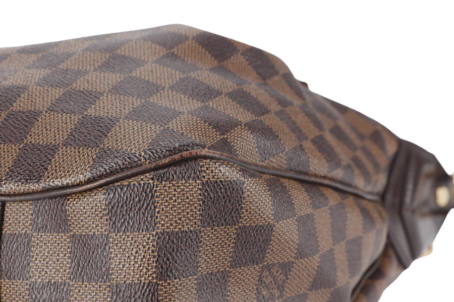 LOUIS VUITTON EVORA DAMIER EBENE CANVAS GOLD HARDWARE WITH STRAPS AND DUST COVER