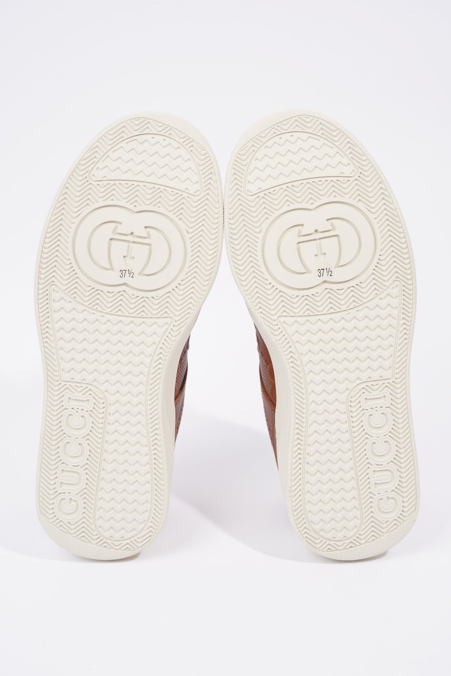 Gucci GG Logo Embossed Brown / White Leather EU 37.5 UK 4.5