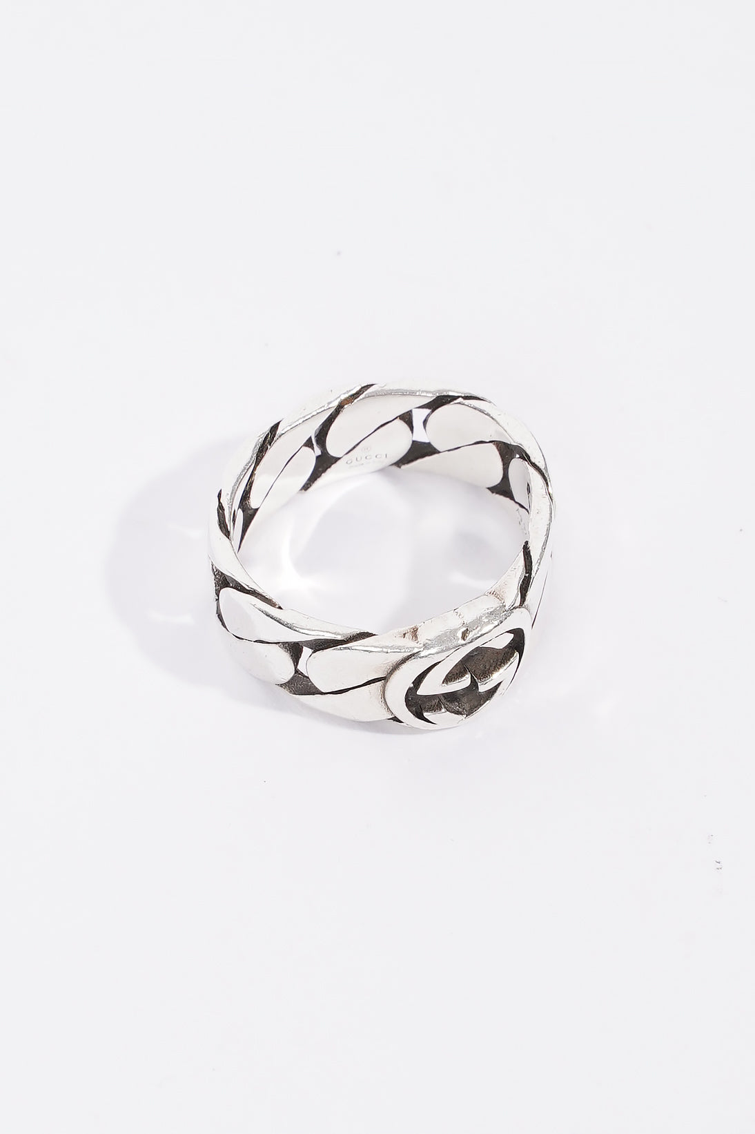 Gucci Interlocking G Chain Ring Silver Base Metal 13