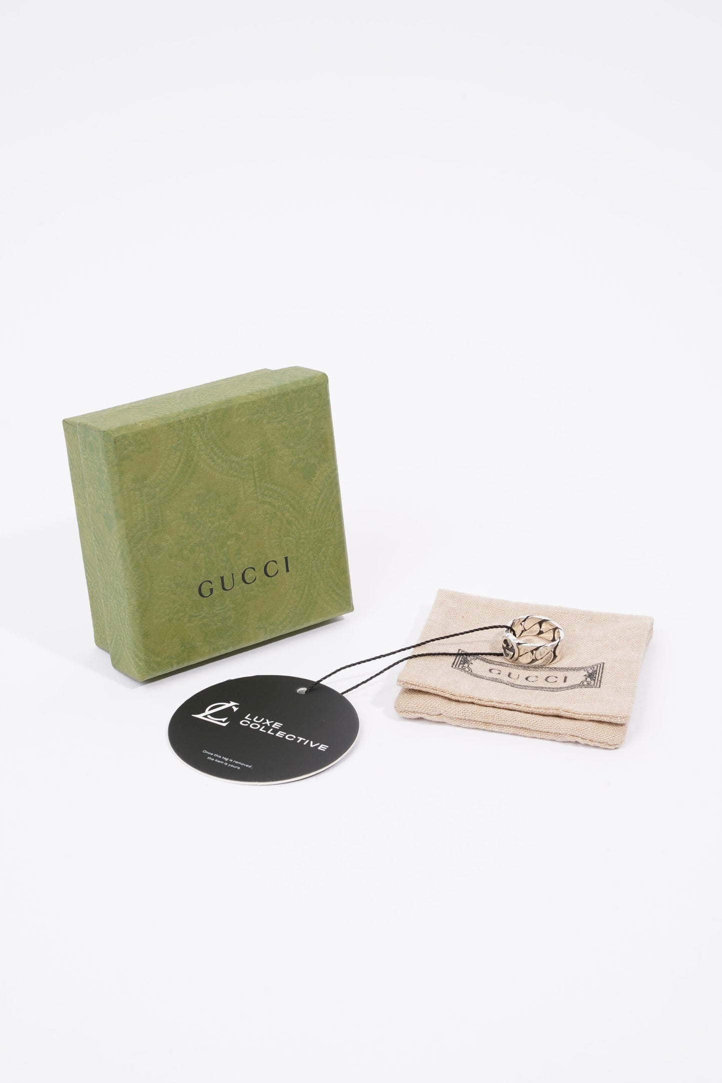 Gucci Interlocking G Chain Ring Silver Base Metal 13