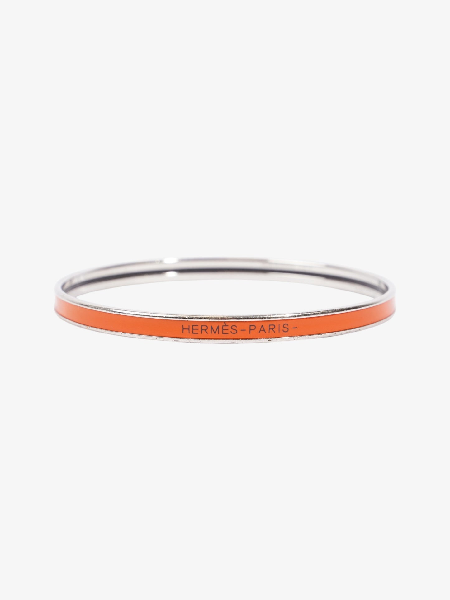 Hermes Uni Bangle Orange Fruite / Silver Enamel 65 (Small)