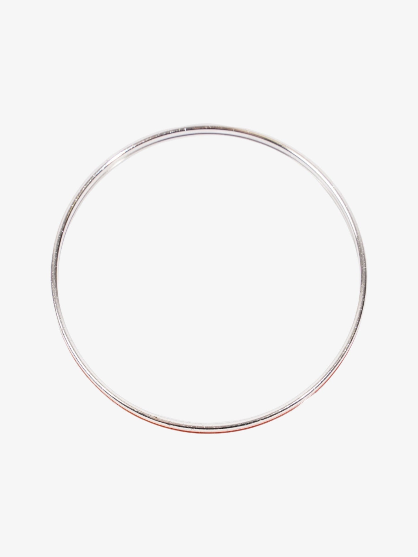 Hermes Uni Bangle Orange Fruite / Silver Enamel 65 (Small)