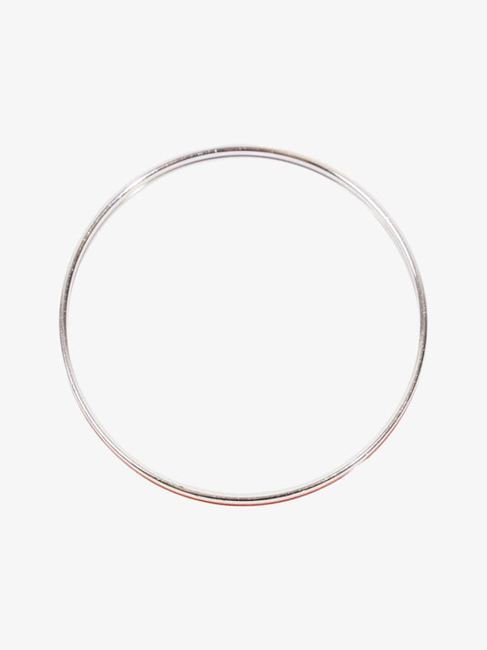 Hermes Uni Bangle Orange Fruite / Silver Enamel 65 (Small)